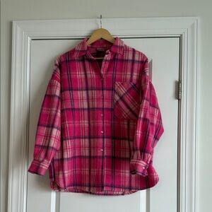 Pink Blue & Cream Plaid Button-Up Shirt